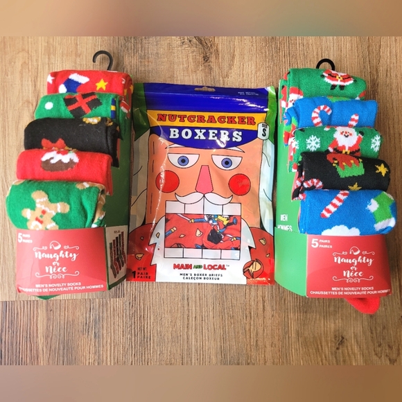 10 Novelty Christmas Socks- Naught or Nice & Nutcracker Underwear - Picture 2 of 10